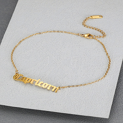 304 Stainless Steel Constellation Word Link Chain Anklets for Women FS-WG5BE8C-06-1