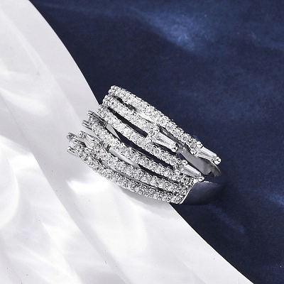 Brass Micro Pave Clear Cubic Zirconia Finger Rings LS-RJEW-S398-01P-1
