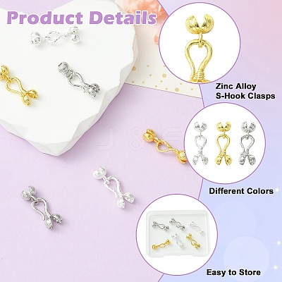 6Pcs 3 Colors Zinc Alloy S-Hook Clasps FIND-CJ0005-10-1