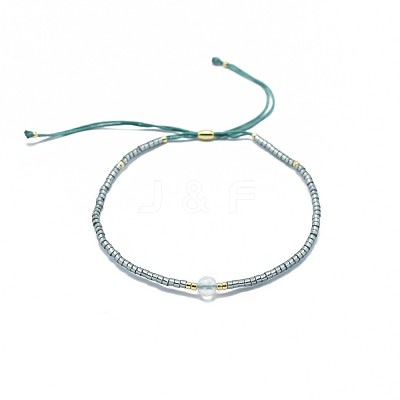 Adjustable Natural Agate Braided Bead Bracelets BJEW-F391-A16-1