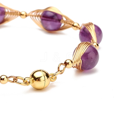 Healing Power Natural Amethyst Beaded Bracelets for Men Women X1-BJEW-TA00012-03-1