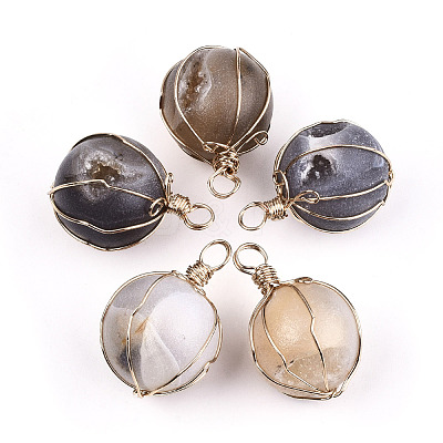 Natural Druzy Geode Agate Pendants G-N326-51-1