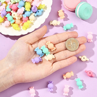 100Pcs Rubberized Style Acrylic Beads SACR-YW0002-06-1