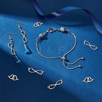 20Pcs 2 Styles 201 Stainless Steel Connector Charms FIND-HY0001-18-1