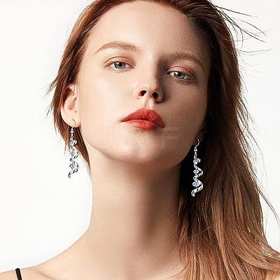 Spiral Ribbon Alloy Crystal Rhinestone Dangle Earrings FS-WGD182D-01-1