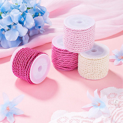 4 Rolls 4 Colors Round Polyester Cord OCOR-TA0003-88D-1