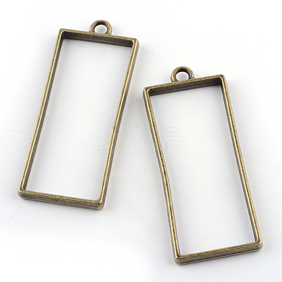 Rack Plating Alloy Rectangle Open Back Bezel Pendants PALLOY-S047-11F-FF-1
