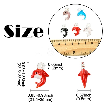 5Pcs 5 Colors Handmade Lampwork Pendants LAMP-CJ0002-65-1
