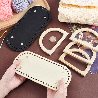 2Pcs 2 Colors Oval PU Leather Knitting Crochet Bags Nail Bottom Shaper Pads DIY-PH0029-30A-1