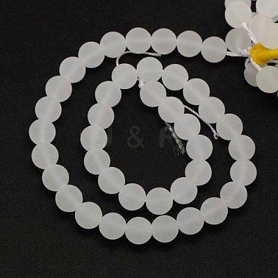 Frosted Natural Gemstone Quartz Crystal Round Beads Strands G-L093-6mm-04-1