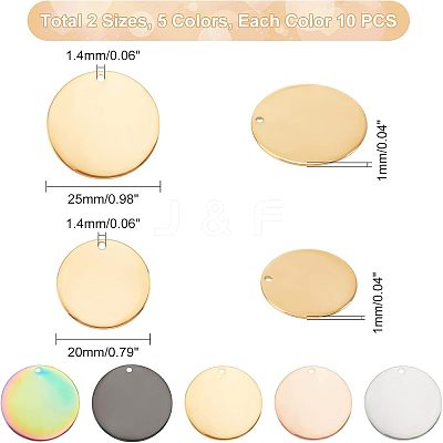 20Pcs 10 Style Ion Plating(IP) 304 Stainless Steel Charms STAS-UN0032-07-1