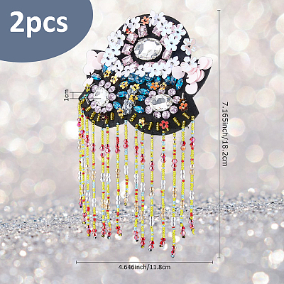 2Pcs Shaoxing Opera Costume Plastic Rhineston Brooches JEWB-FH0001-81-1