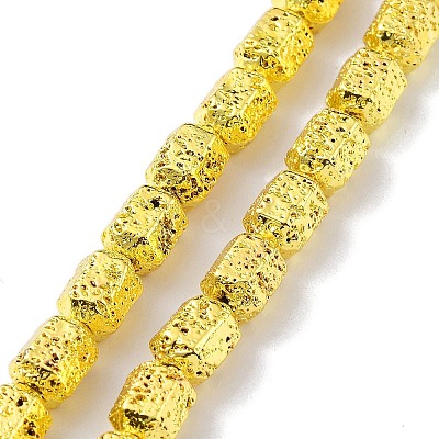 Electroplated Natural Lava Rock Beads Strands G-H303-A10-G02-1