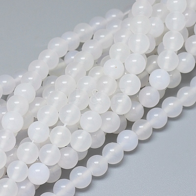 Natural White Agate Beads Strands G-D0005-27-8mm-1