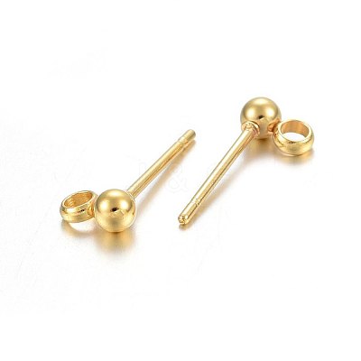 304 Stainless Steel Ball Stud Earring Findings STAS-P210-54G-1