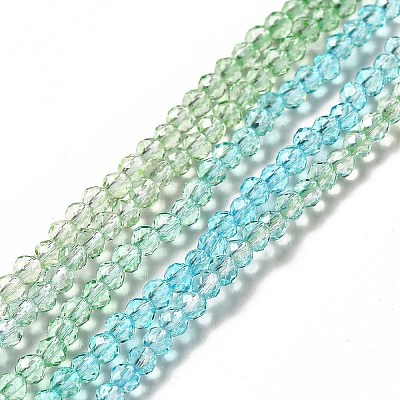 Transparent Gradient Color Glass Beads Strands GLAA-H021-01B-24-1
