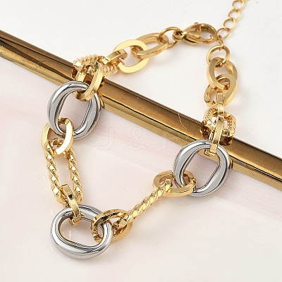 304 Stainless Steel Oval Link Chain Bracelets for Women BJEW-A169-05GP-1
