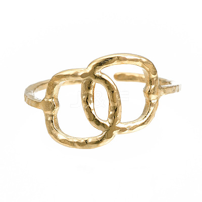304 Stainless Steel Interlocking Oval Open Cuff Ring X-RJEW-T023-79G-1
