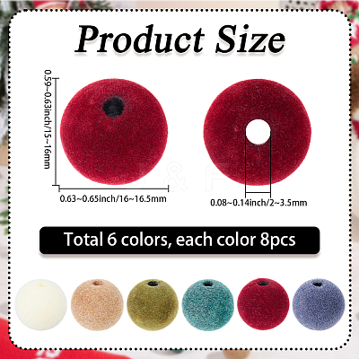 48Pcs 6 Styles Flocky Plastic Beads KY-SC0002-47B-1