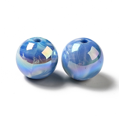 UV Plating Opaque Rainbow Iridescent Acrylic Beads MACR-D063-01A-02-1