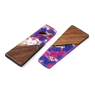 Opaque Resin & Walnut Wood Pendants RESI-T058-04F-1