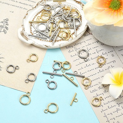 20 Sets 2 Colors 304 Stainless Steel Toggle Clasps STAS-YW0003-08B-1