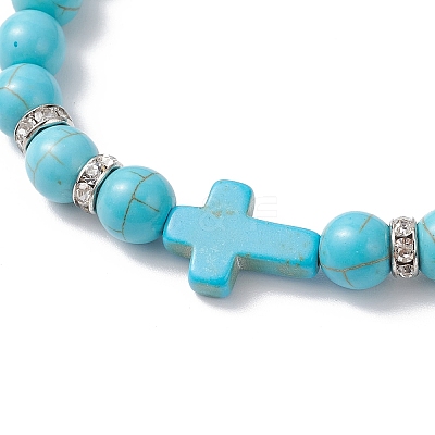 Synthetic Turquoise Beaded Stretch Bracelets for Women BJEW-JB12288-03-1