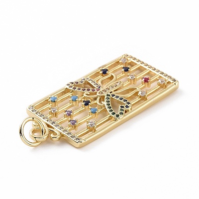 Brass Micro Pave Colorful Cubic Zirconia Pendants KK-E068-VF026-1