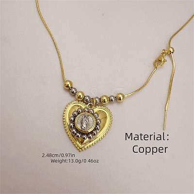 Religion Brass Heart with Saint Jude Pendant Necklaces for Women WG01AF5-02-1