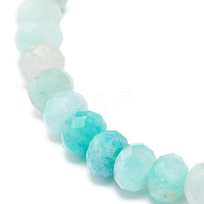 Natural Amazonite Rondelle Beaded Stretch Bracelets for Women BJEW-JB08956-03-1