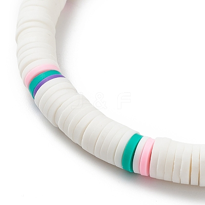 Handmade Polymer Clay Heishi Surfer Stretch Bracelet BJEW-JB08903-1