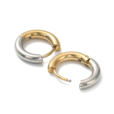 Ion Plating(IP) Two Tone 304 Stainless Steel Huggie Hoop Earrings EJEW-A106-01B-1
