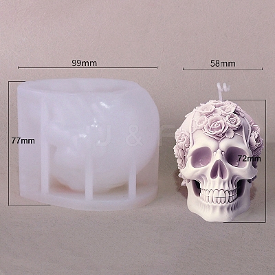 3D Halloween Skull DIY Silicone Statue Candle Molds PW-WG17437-02-1