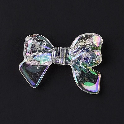 UV Plating Rainbow Iridescent Transparent Acrylic Crackle Beads OACR-E010-05-1