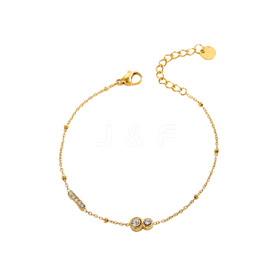 304 Stainless Steel Pave Clear Cubic Zirconia Link Bracelets STAS-OY012-33G-1