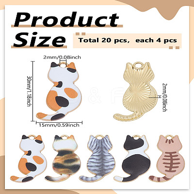 20Pcs 5 Colors Rack Plating Alloy Enamel Pendants ENAM-LP0001-21-1