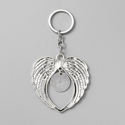 Valentine's Day Big Wing Tibetan Style Alloy Pendant Keychain KEYC-WH0024-27AS-1
