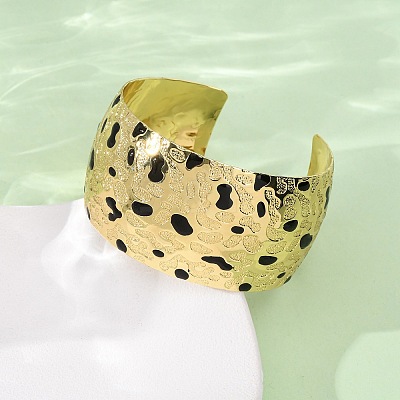 Hammered Brass Enamel Cuff Bangles BJEW-A163-05G-1