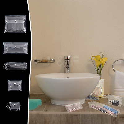 5Pcs 5 Styles Rectangle Transparent PVC Cosmetic Pouches AJEW-FG0004-33-1