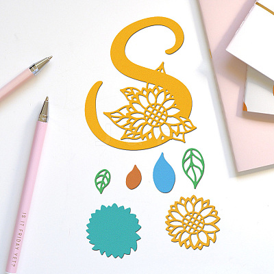 Flower Letter S Carbon Steel Cutting Dies Stencils DIY-WH0309-2371-1