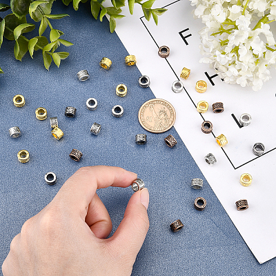 120Pcs 4 Colors Tibetan Style Alloy European Beads FIND-SC0002-22-1