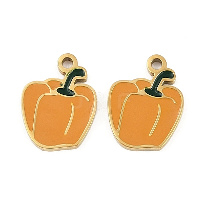 Vegetables 304 Stainless Steel Enamel Charms STAS-C137-02E-G-1