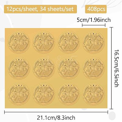 34 Sheets Self Adhesive Gold Foil Embossed Stickers DIY-WH0509-074-1