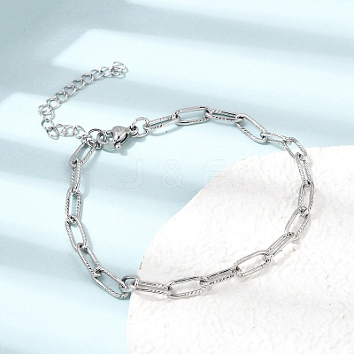 4MM 304 Stainless Steel Textured Paperclip Chain Bracelets for Man and Women SA-CBAB767-11P-1