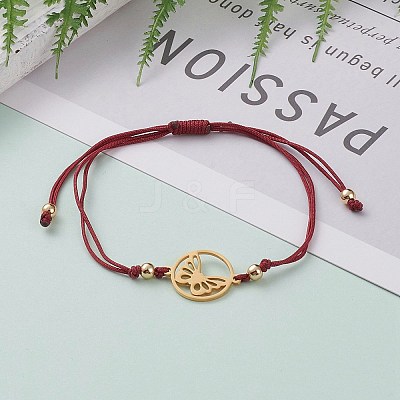 Adjustable Nylon Cord Braided Bead Bracelet BJEW-JB05828-01-1