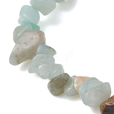 Natural Flower Amazonite Chip Beaded Stretch Bracelets for Women Men BJEW-JB10665-01-1