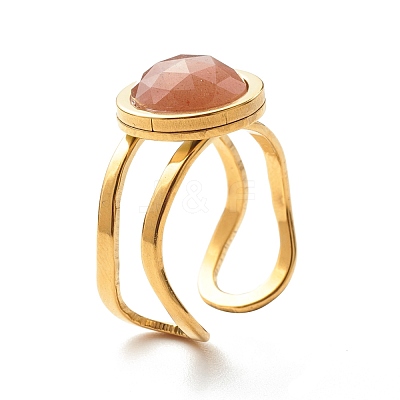 Natural Mixed Gemstone Cuff Ring RJEW-JR00365-1