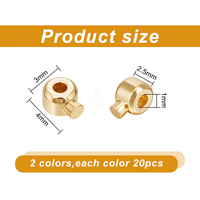 40Pcs 2 Colors Brass Crimp Beads KK-AR0003-27-1