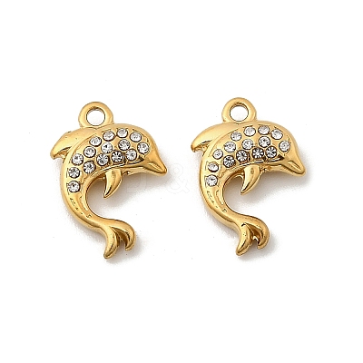 304 Stainless Steel with Crystal Rhinestone Charms STAS-G358-05G-08-1