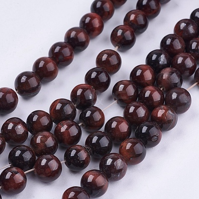 Natural Red Tiger Eye Stone Bead Strands G-R193-08-8mm-1